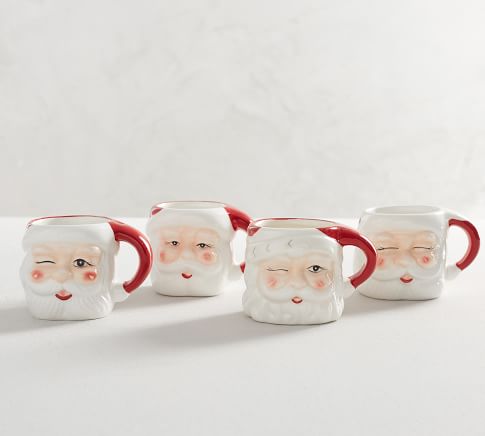 Pottery Barn Mrs Claus Santa Mug Christmas 7 oz new Figural 