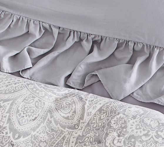 pottery barn tencel ruffle duvet cover