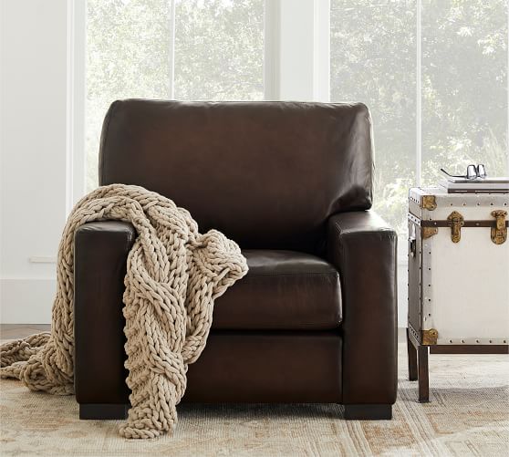 Turner Square Arm Leather Armchair, Pottery Barn Leather Chairs Reviews