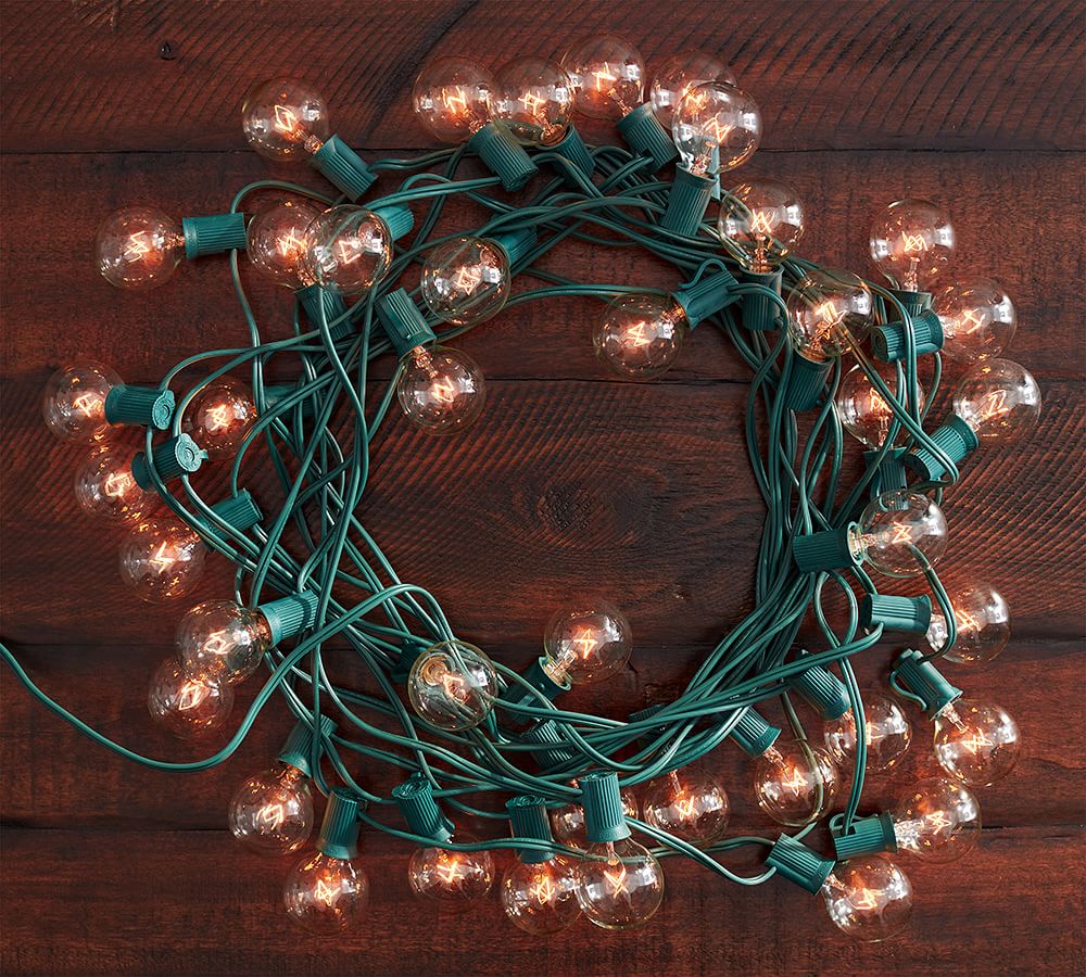 Globe Outdoor String Lights + Holder Posts Pottery Barn