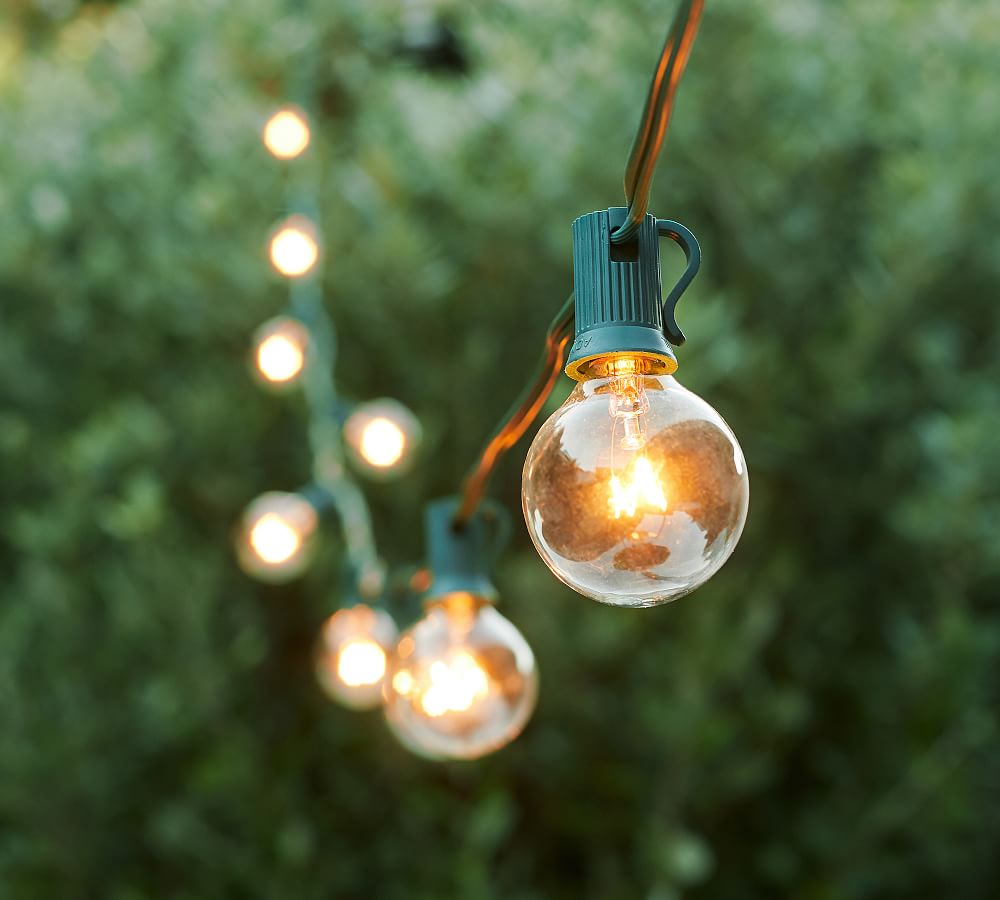 Globe Outdoor String Lights + Holder Posts Pottery Barn