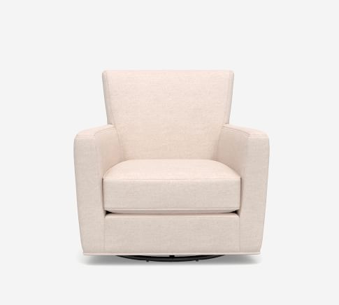 Irving Square Arm Leather Swivel Armchair 