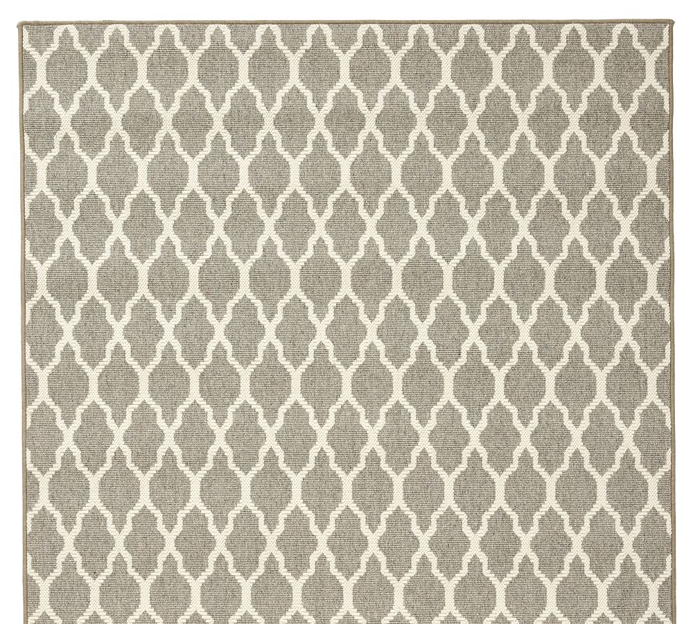 Gray/Ivory Fibreworks® Custom Tile Print Wool Rug | Patterned Rugs ...