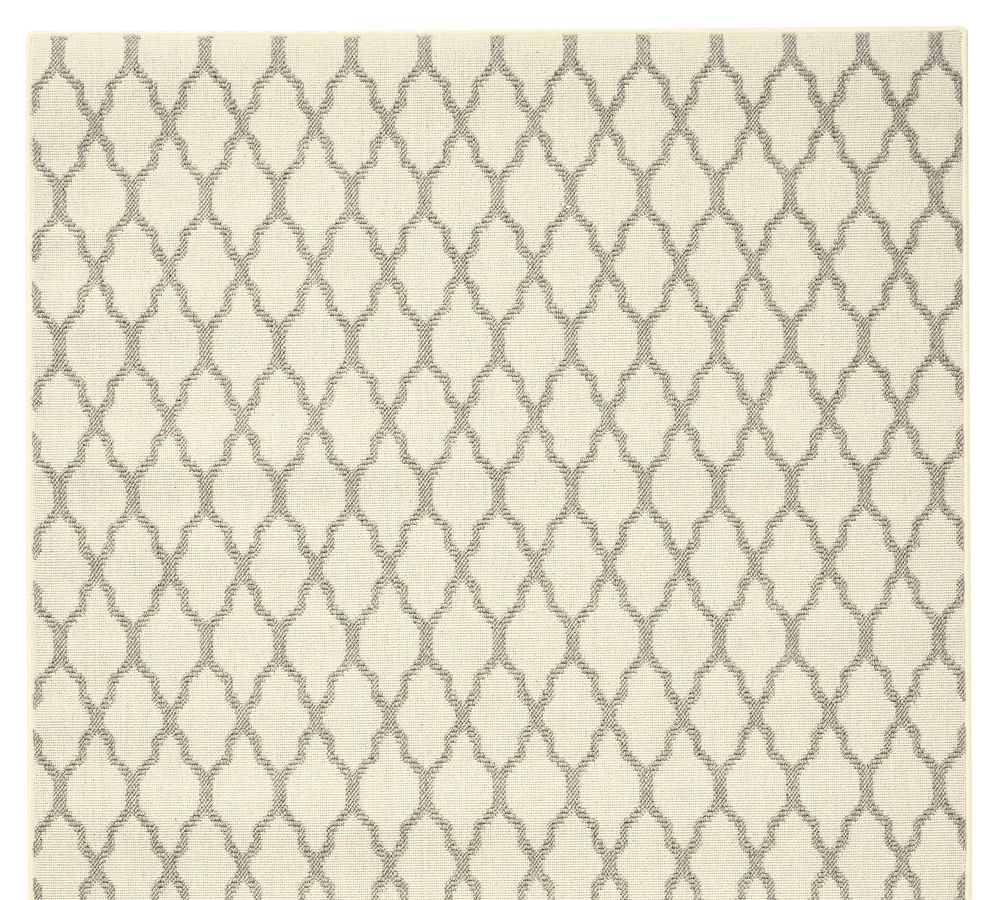 Gray/Ivory Fibreworks® Custom Tile Print Wool Rug Patterned Rugs