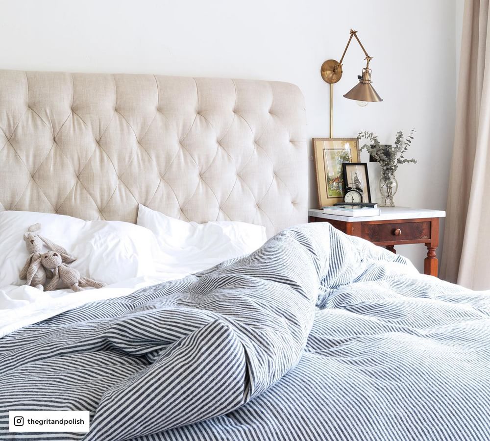 Flax Wheaton Stripe Linen Cotton Blend Patterned Duvet Cover & Sham