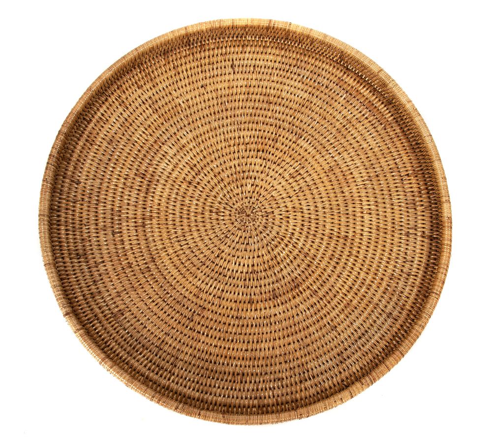 Tava Handwoven Rattan Round Serving Tray | Pottery Barn