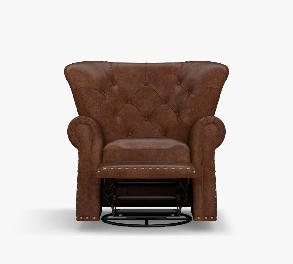 Lansing Leather Swivel Recliner Chair Pottery Barn
