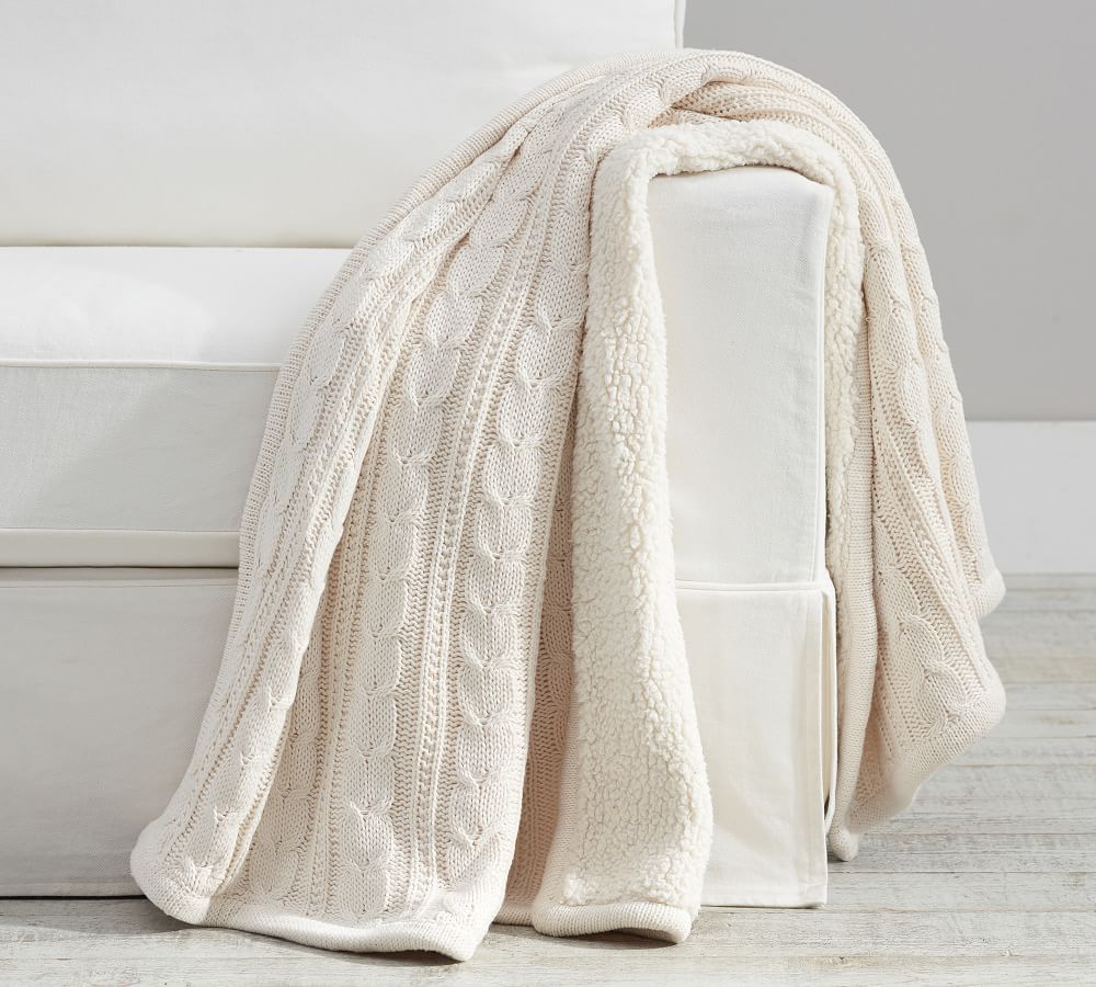 Cozy Cable Knit Throws Pottery Barn