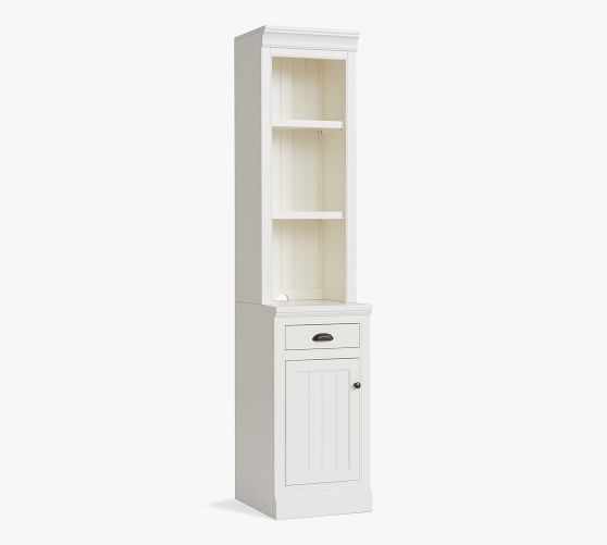 Aubrey 18 X 84 Narrow Bookcase With, Narrow Cabinet With Shelves And Doors