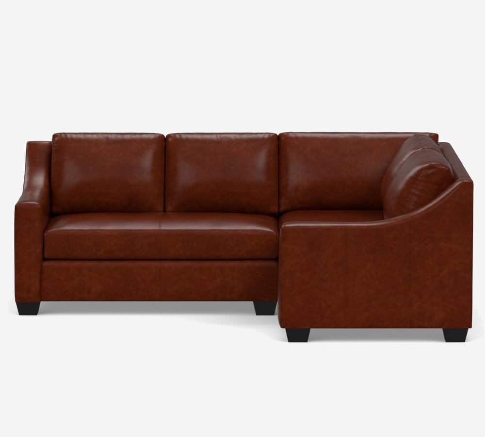 York Slope Arm Leather 3Piece Sectional Pottery Barn