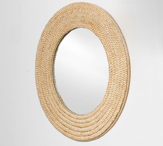 Brown Benjara Mirror with Seagrass Braided Pattern