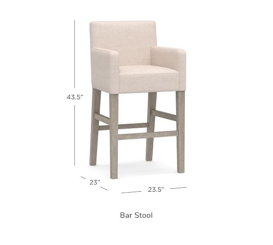 Pb Classic Upholstered Bar Stool, Fabric Bar Stools With Backs And Arms