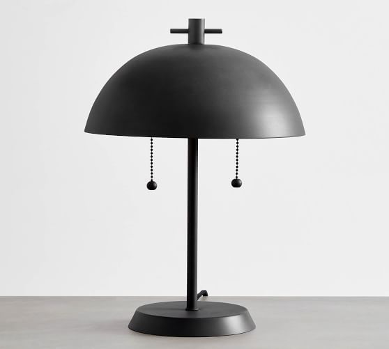 Caufield Metal Table Lamp Pottery Barn, Black Metal Table Lamp With White Shade