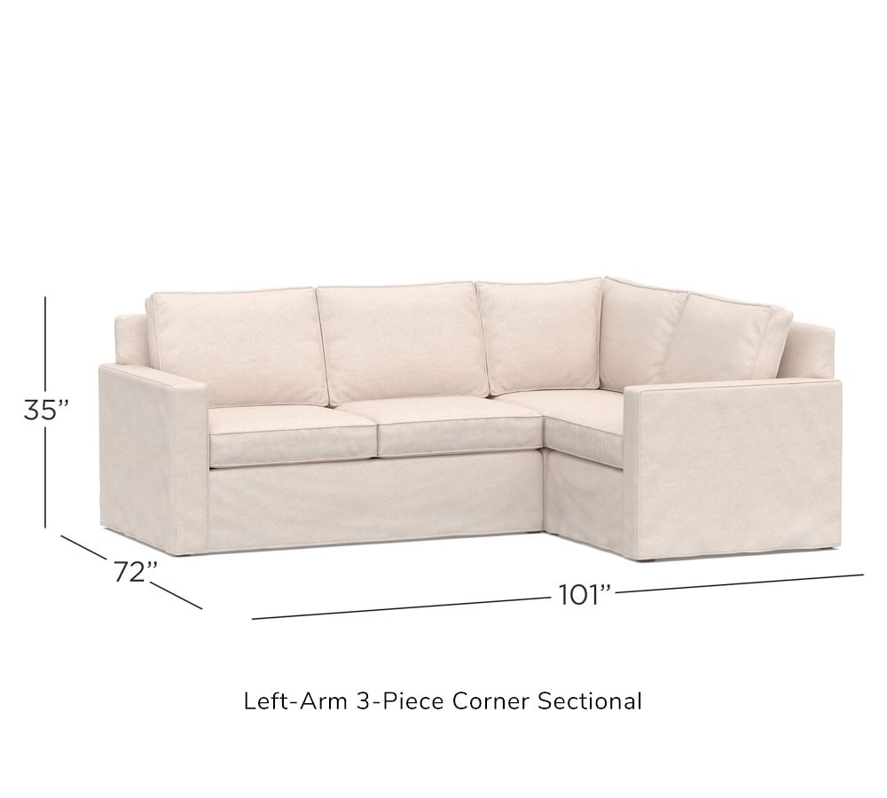 Cameron Square Arm Slipcovered 3Piece Sectional Pottery Barn