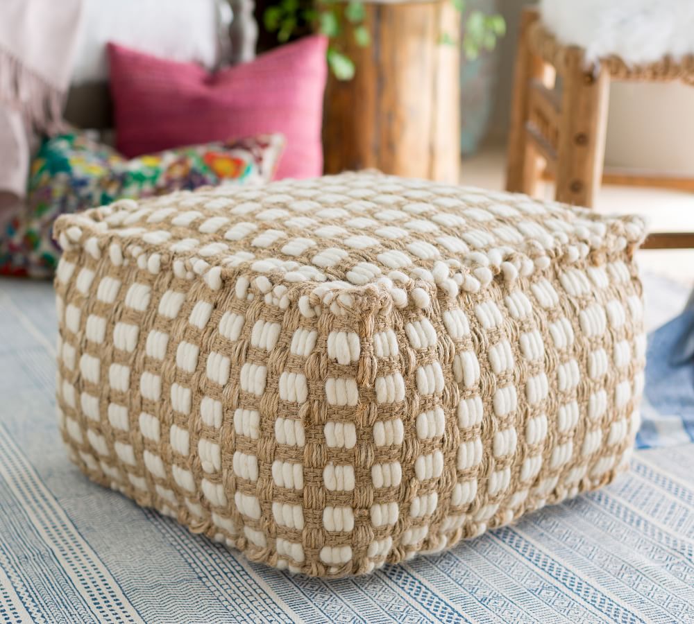 Hendrick Handwoven Jute Knit Pouf Pottery Barn