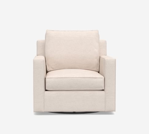 Cameron Square Arm Slipcovered Swivel Armchair | Pottery Barn