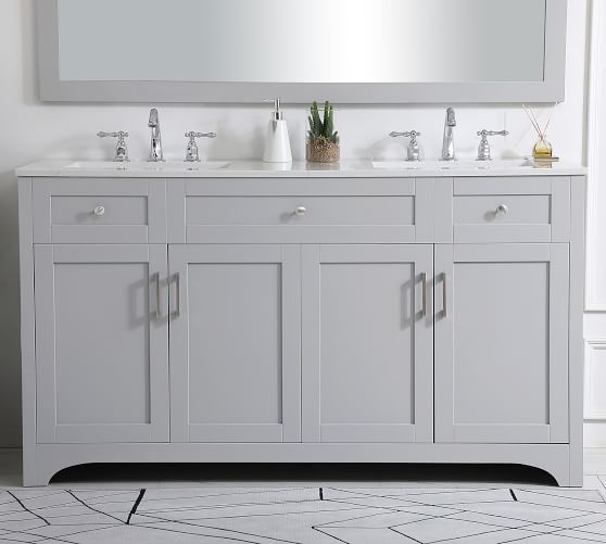 Cedra 60 Double Sink Vanity Pottery Barn, What Is The Smallest Vanity For A Double Sink Unit