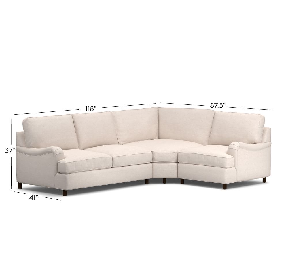 PB English Arm Upholstered 3-Piece Sectional with Wedge | Pottery Barn