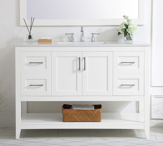 Single Sink Vanity Pottery Barn, White Bathroom Vanity With Sink 48 Inches