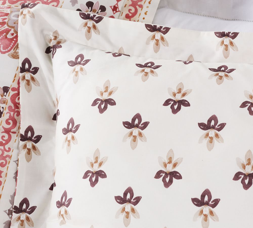 Lila Reversible Organic Percale Patterned Duvet Cover & Sham Pottery Barn