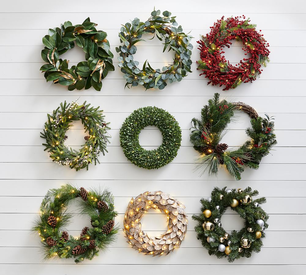 Pre-Lit Woodland Pine Wreath & Garland | Pottery Barn