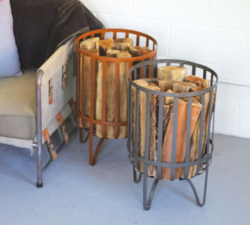 Metal Fireplace Log Basket Pottery Barn
