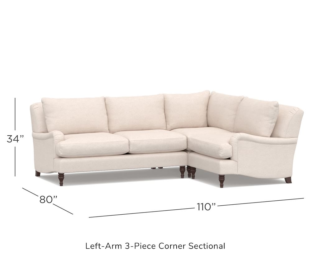 Carlisle Upholstered 3Piece Sectional Pottery Barn
