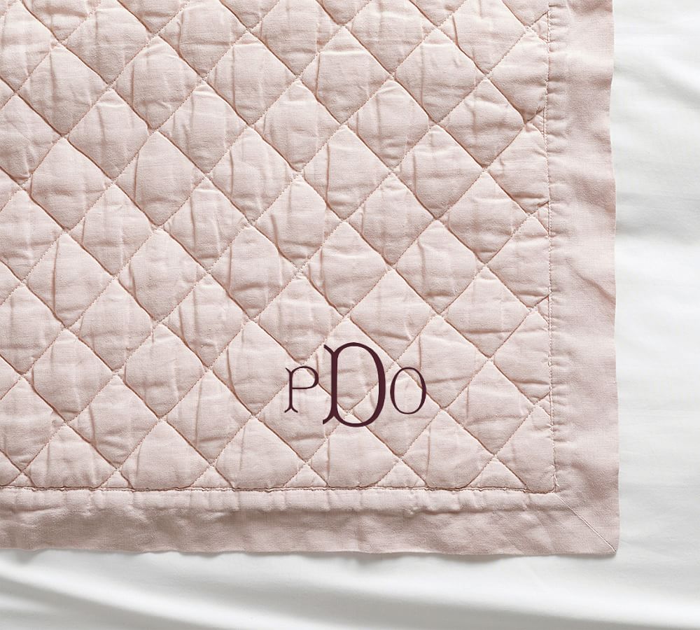 White Belgian Flax Linen Diamond Quilt & Sham Pottery Barn