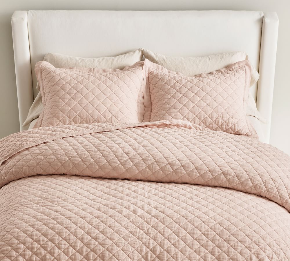 Flax Belgian Flax Linen Diamond Quilt & Sham | Pottery Barn