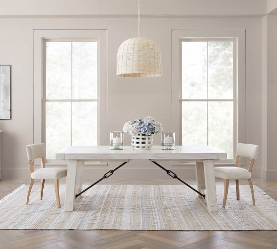 Benchwright Extending Dining Table, White Extendable Dining Table Set With Bench
