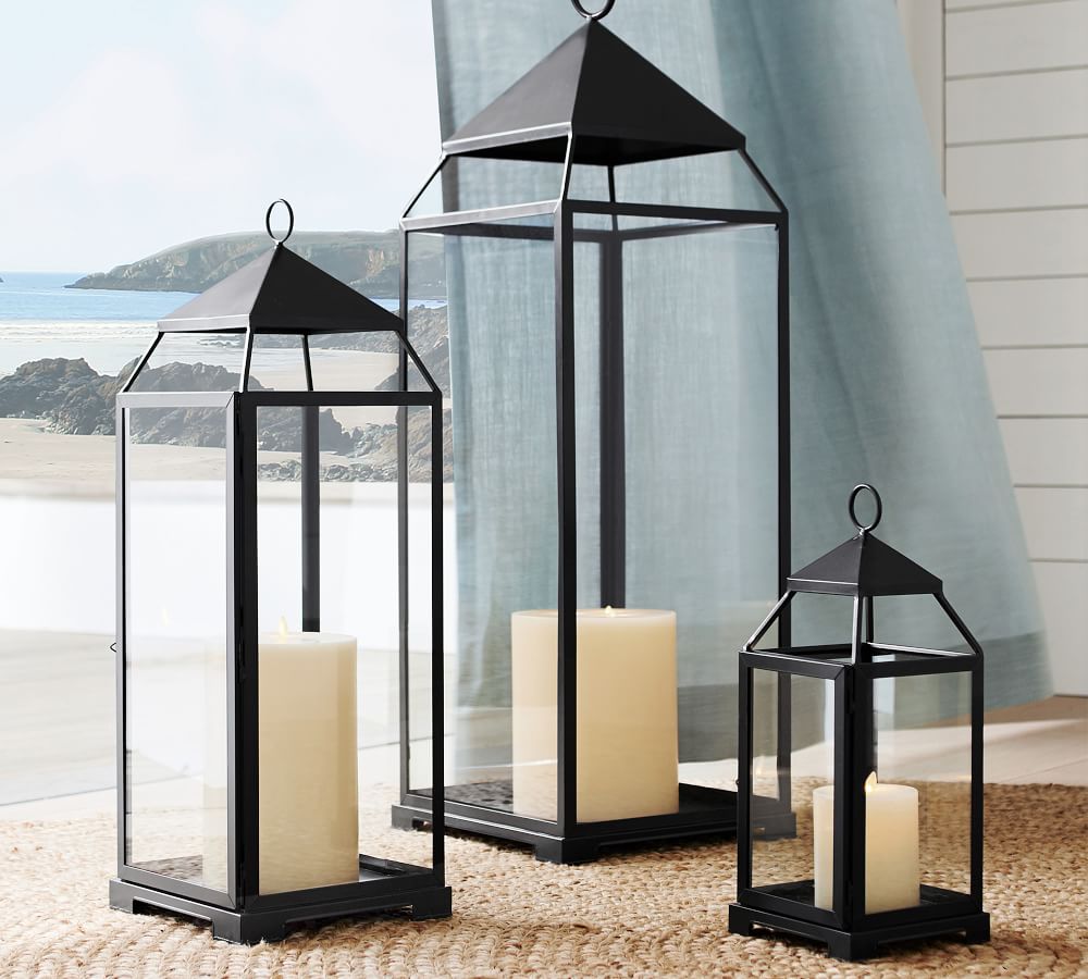 Wood Pillar Candle Holders Outdoor Metal Lantern Small Large Rustic Table Indoor 