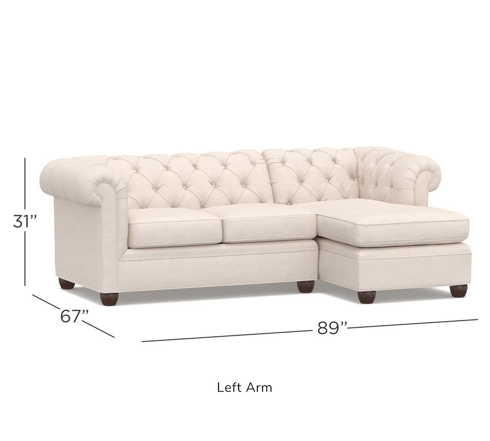 Chesterfield Roll Arm Upholstered Sofa Chaise Sectional Pottery Barn