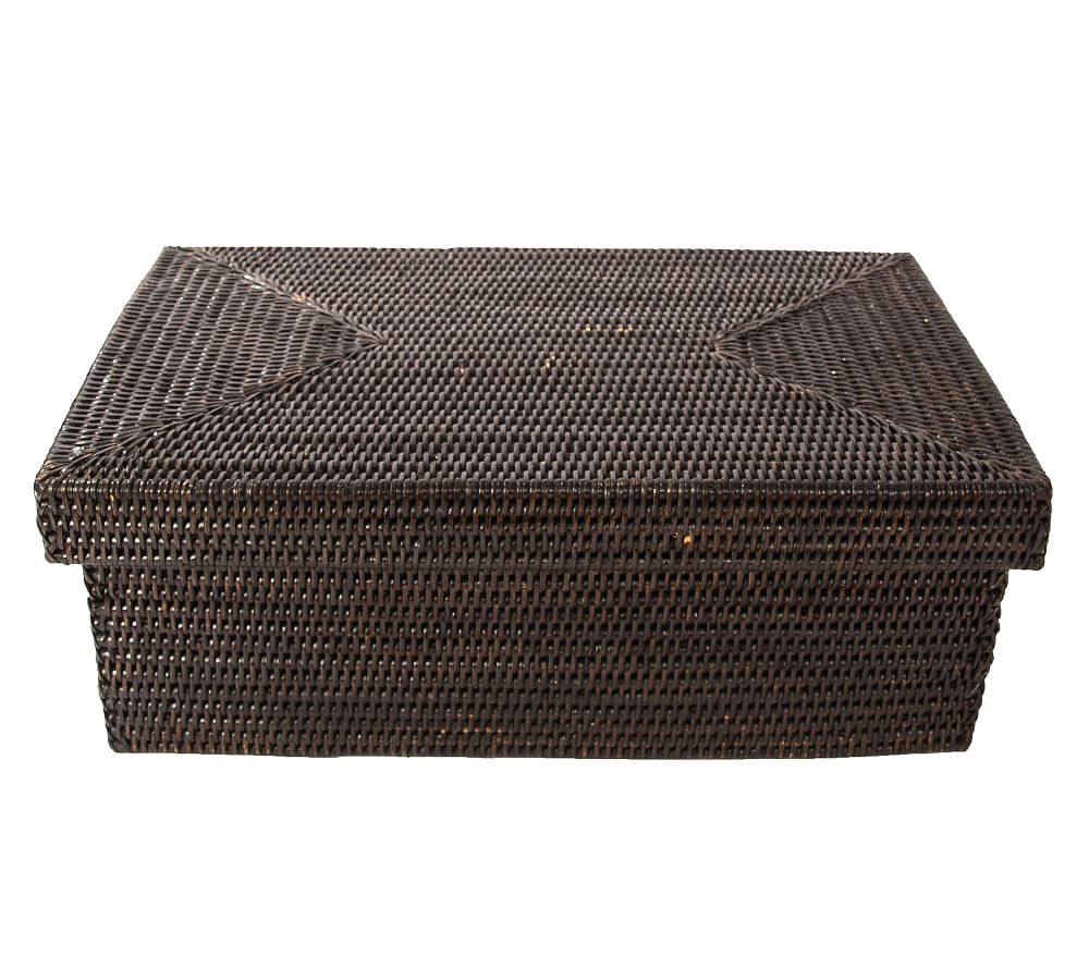 Tava Handwoven Rattan Rectangular Storage Box With Lid | Pottery Barn