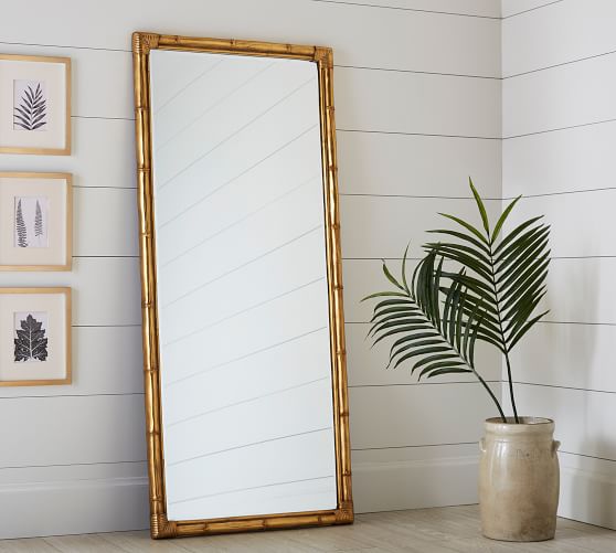Bamboo Floor Mirror Standing, Pottery Barn Mirrors White Frame