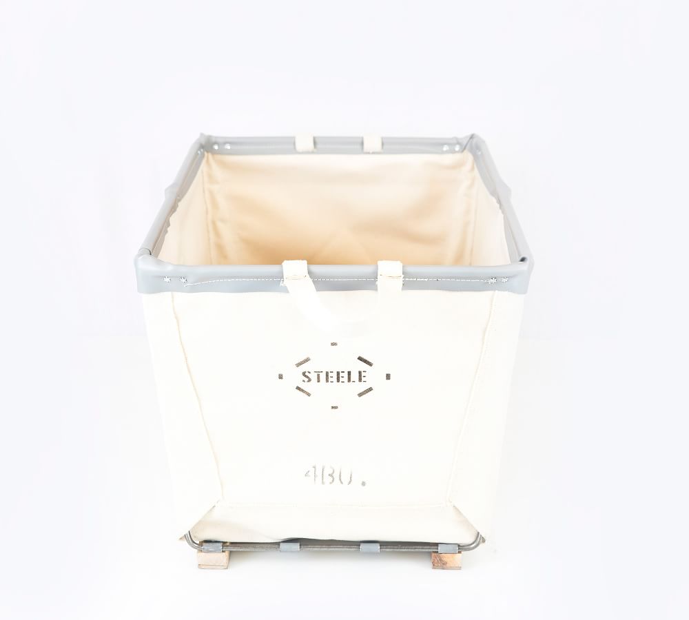 Large Canvas Laundry Basket on Wood Runners Pottery Barn