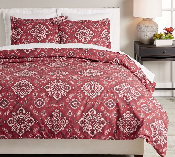 pottery barn red duvet