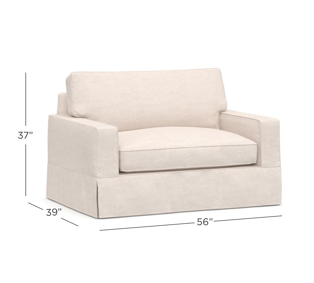PB Comfort Square Arm Slipcovered Twin Sleeper Sofa with Memory Foam Mattress Pottery Barn