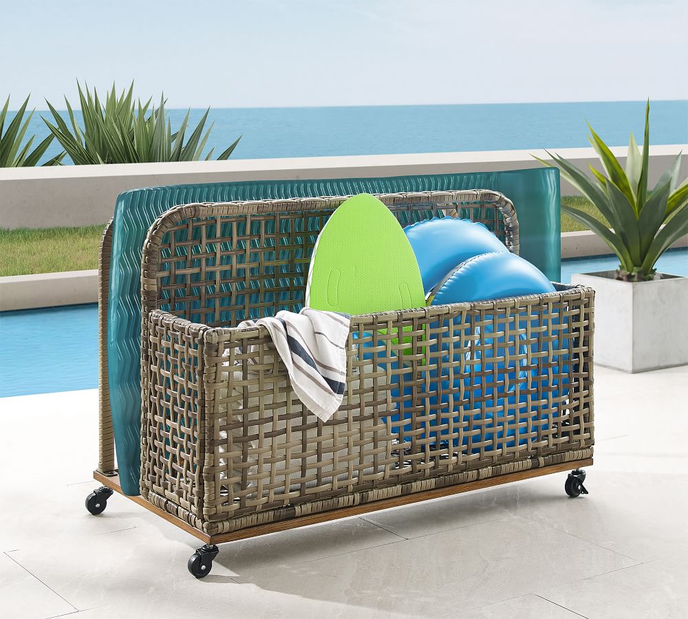 Betti Outdoor Wicker Pool Storage Caddy | Pottery Barn