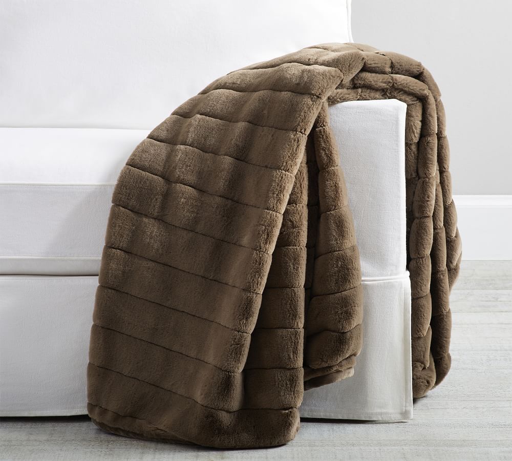 Faux Fur Channel Throw Pottery Barn