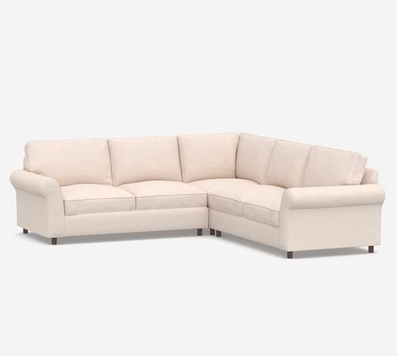 PB Comfort Roll Arm Upholstered 3-Piece L-Sectional | Pottery Barn