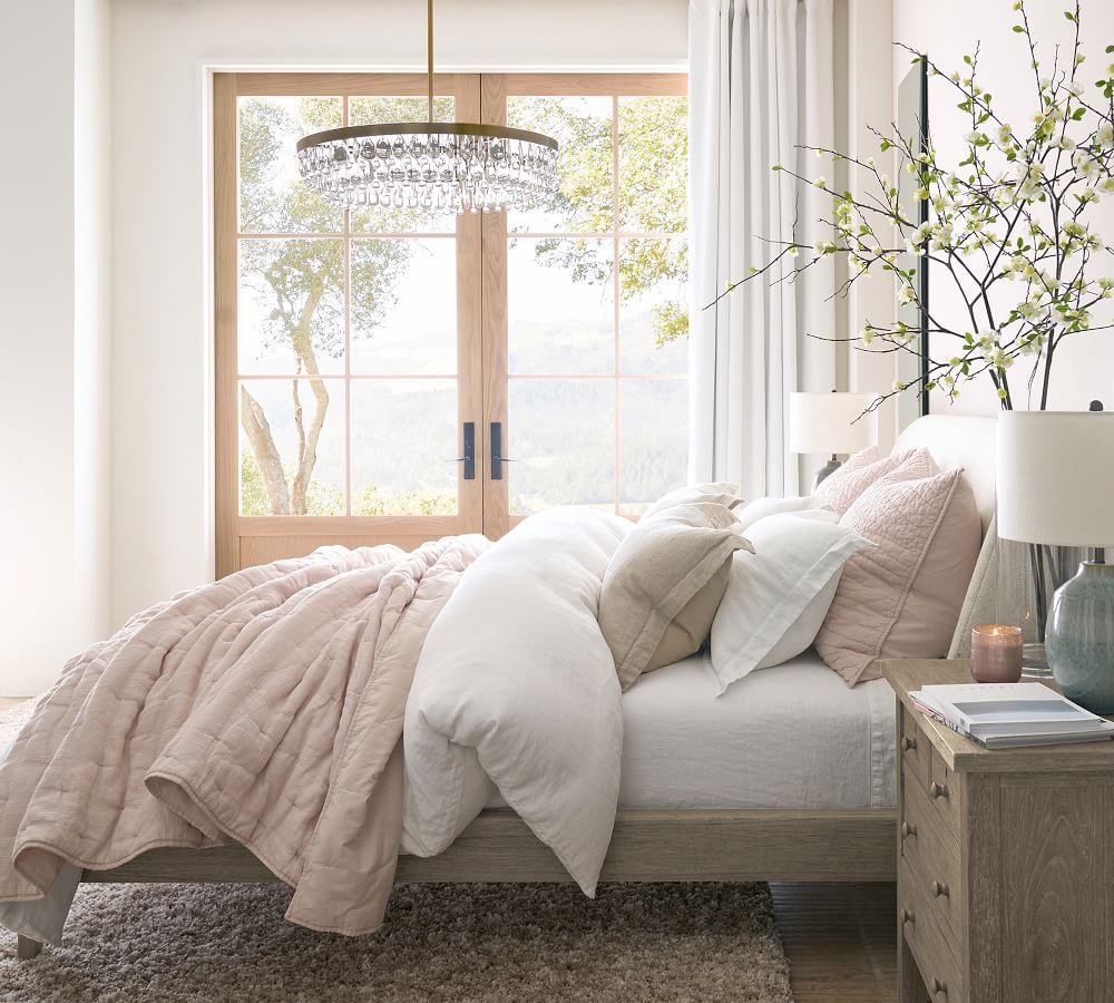 Layton Upholstered Platform Bed Pottery Barn