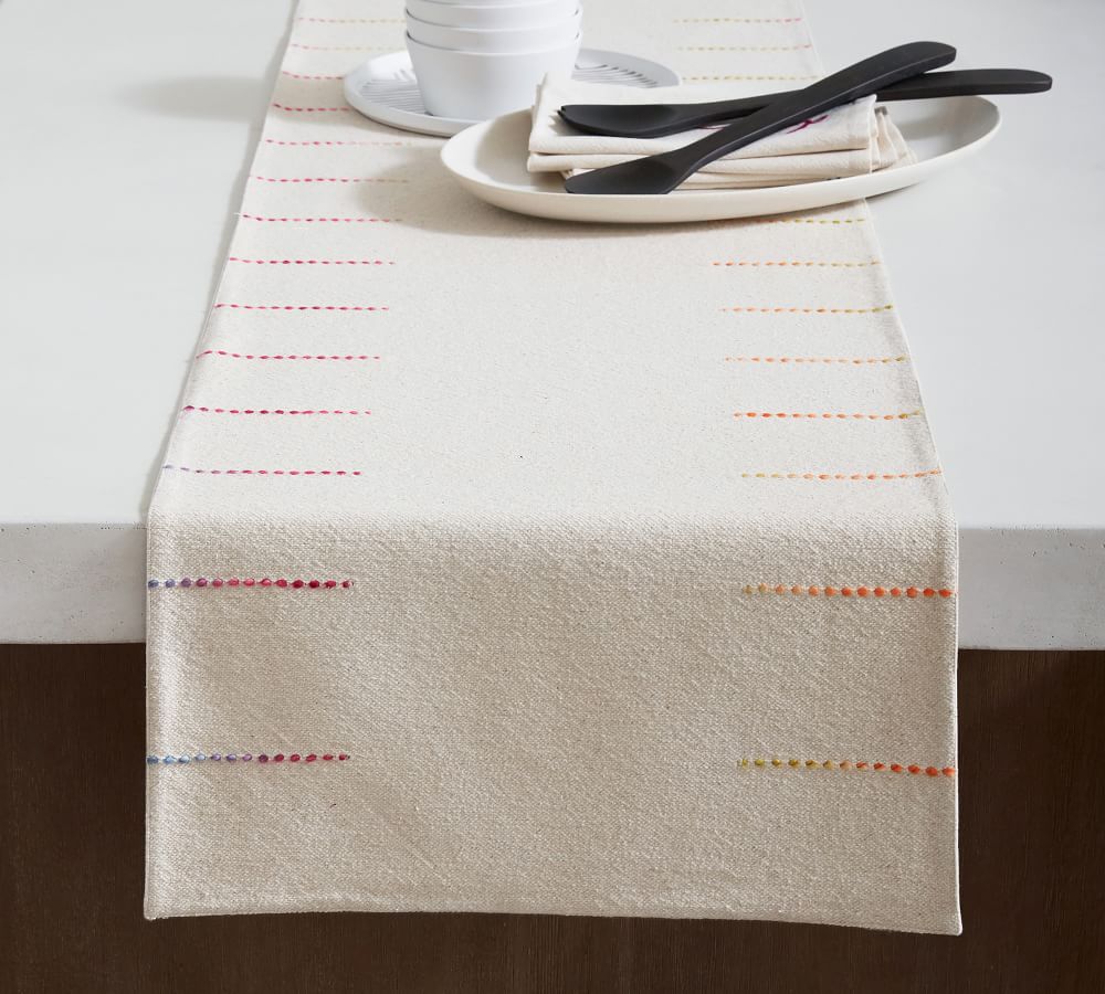 BADG Confetti Textured Cotton Table Runner Pottery Barn