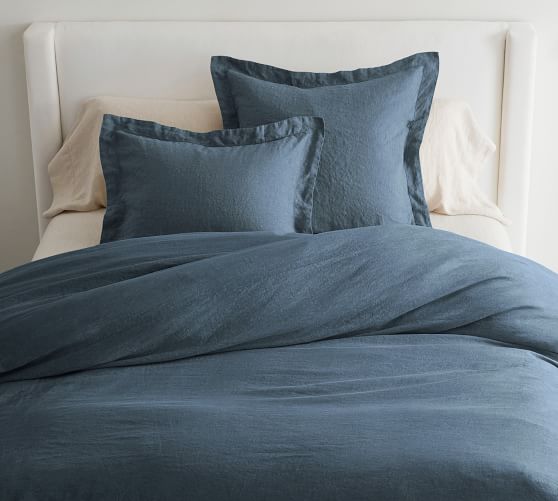 blue linen duvet