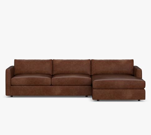 Build Your Own - Carmel Square Slim Arm Leather Sectional Components ...