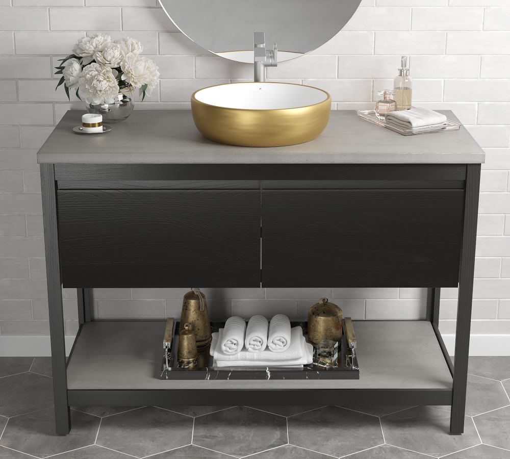 Rilen 48" Handcrafted Single Wide Vanity with Round Fireclay Sink