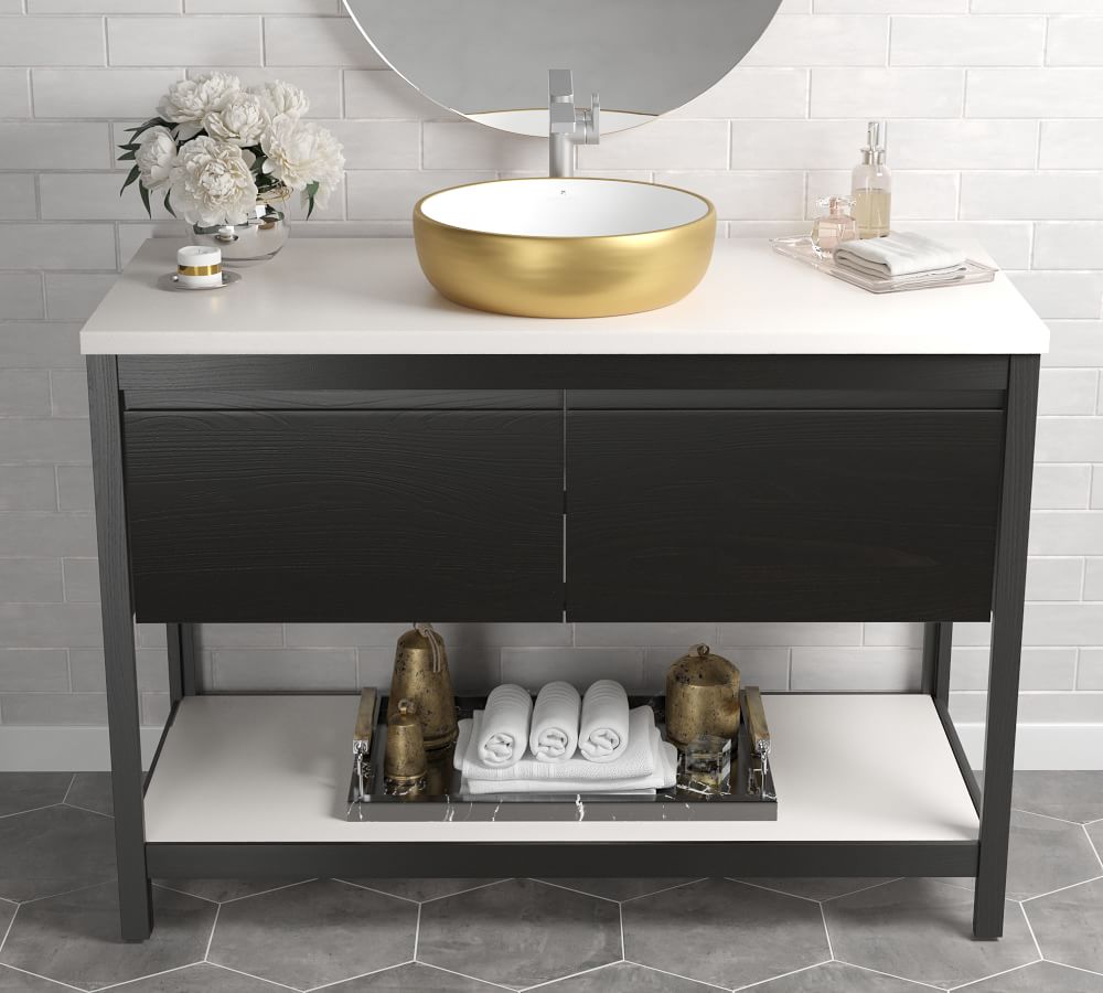 Rilen 48" Handcrafted Single Wide Vanity with Round Fireclay Sink