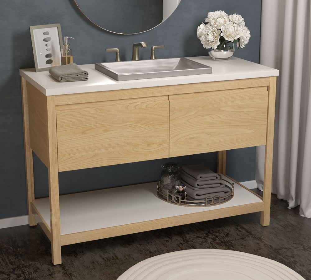 Rilen 48" Handcrafted Single Wide Vanity with Round Fireclay Sink