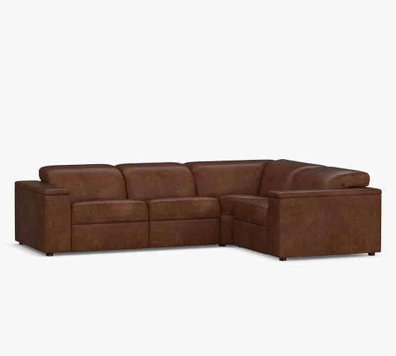 Ultra Lounge Square Arm Leather 4 Piece, Leather Reclining Sectional Couch