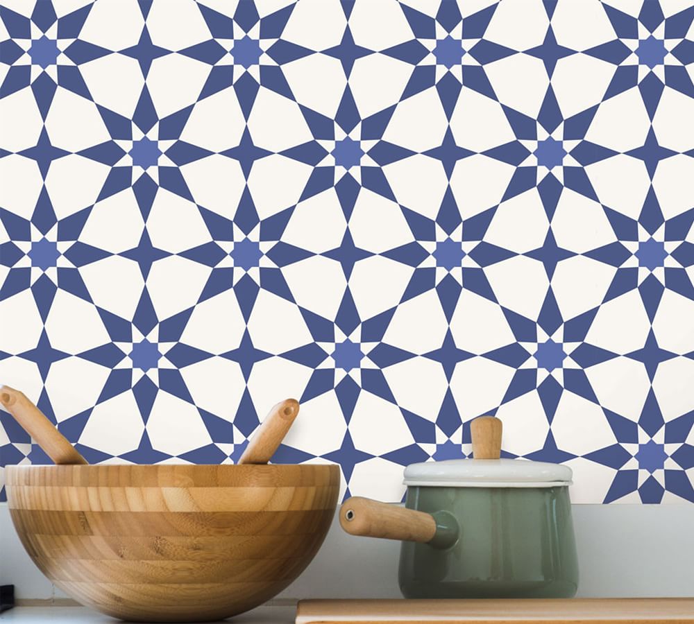 Soleil Santorini Blue Removable Wallpaper Pottery Barn