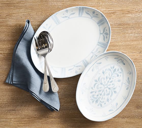 Chambray Tile Stoneware Serving Platters Set of 3